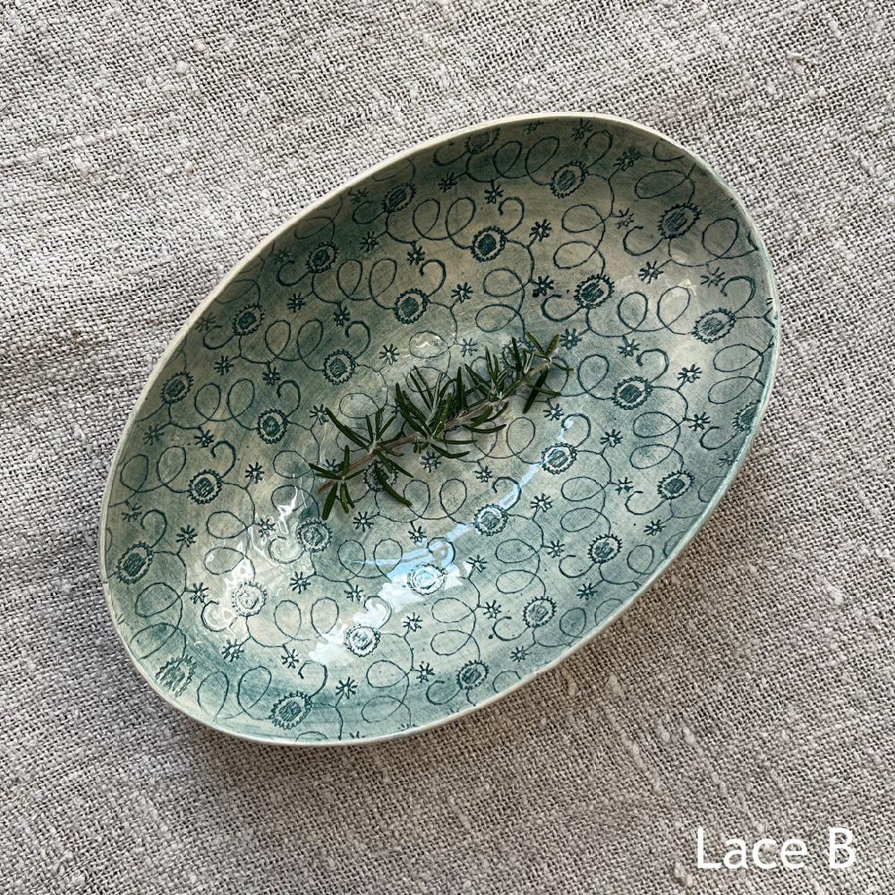 Greige Wonki Ware Oval Bowl - Small - Marine Lace