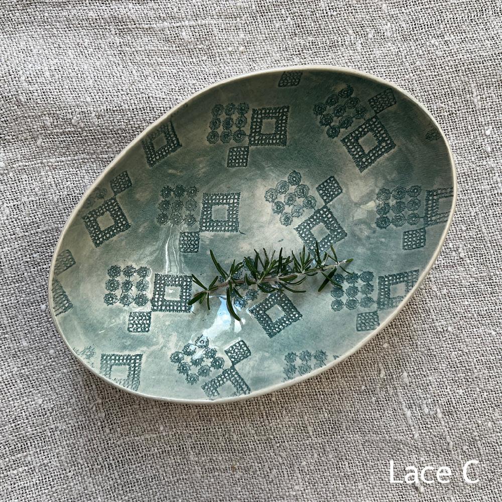 Greige Wonki Ware Oval Bowl - Small - Marine Lace