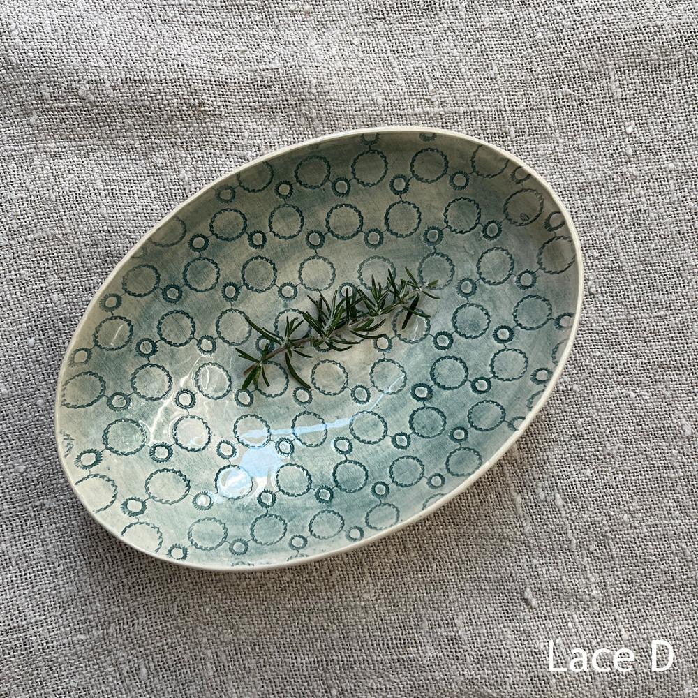 Greige Wonki Ware Oval Bowl - Small - Marine Lace