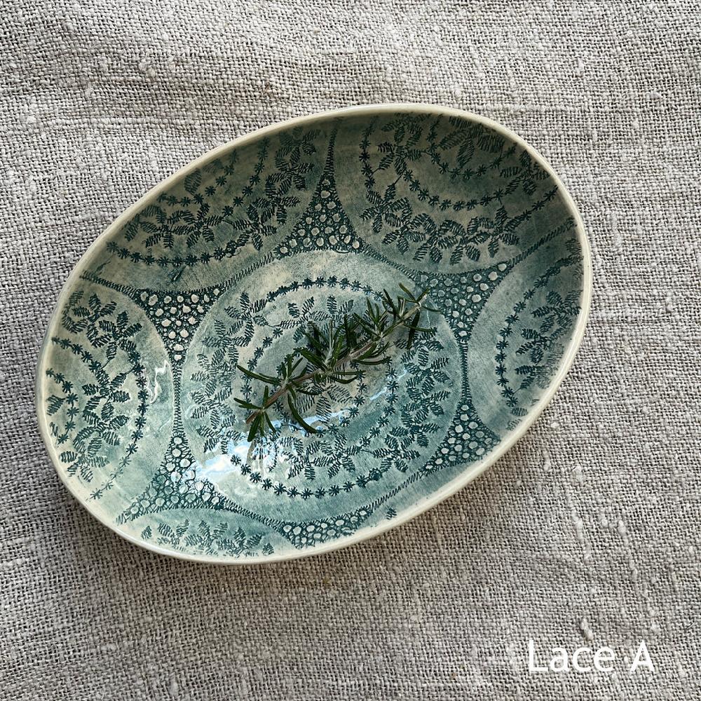 greige Wonki Ware Oval Bowl - Small - Marine Lace