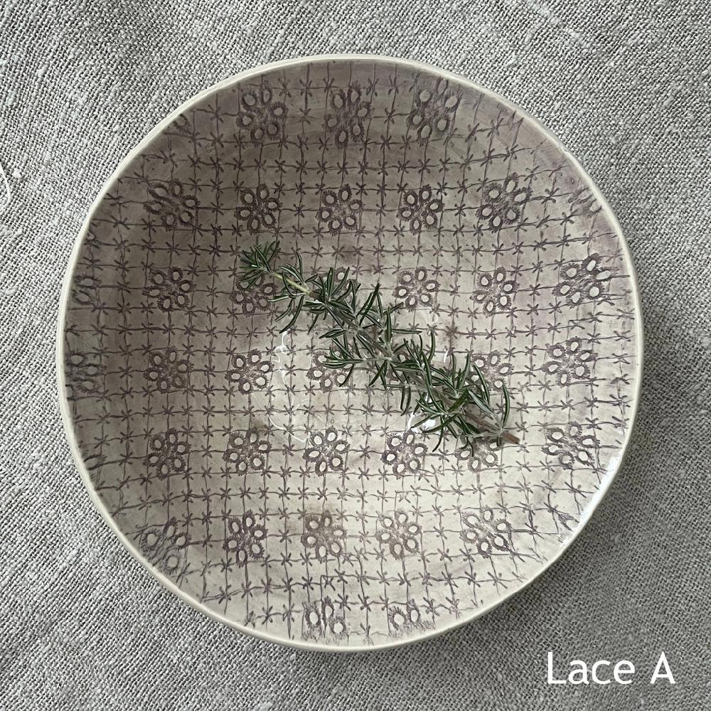 Greige Wonki Ware Pasta Bowl - Aubergine Lace