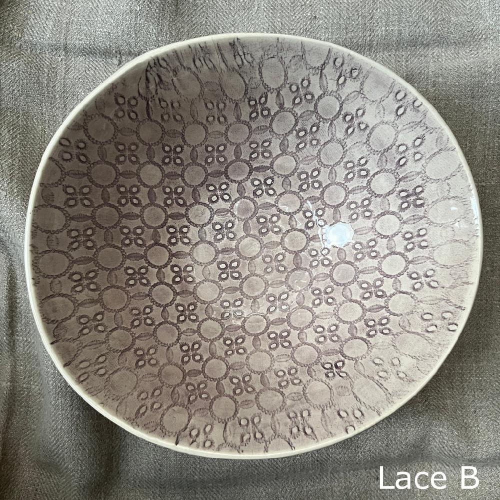 Greige Wonki Ware Pasta Bowl - Aubergine Lace