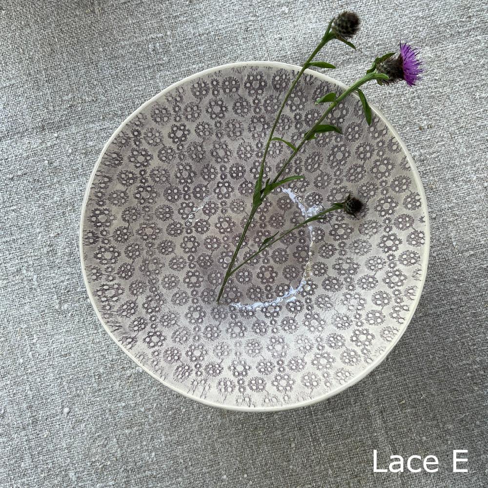 Greige Wonki Ware Pasta Bowl - Aubergine Lace