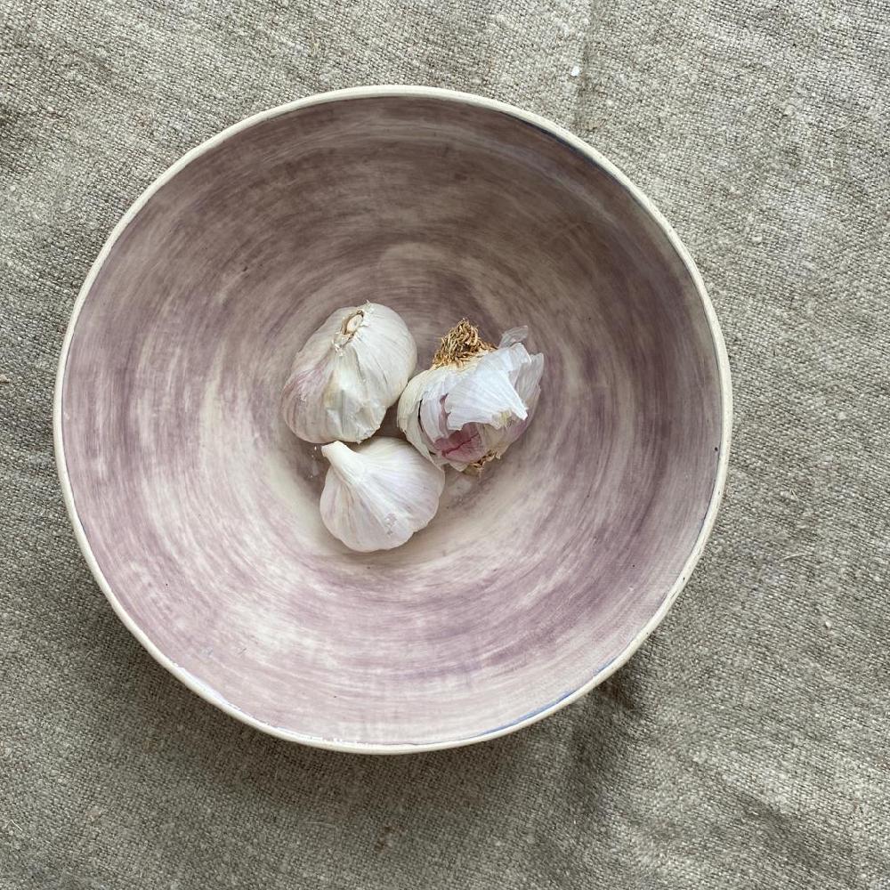 greige Wonki Ware Pasta Bowl - Aubergine Wash