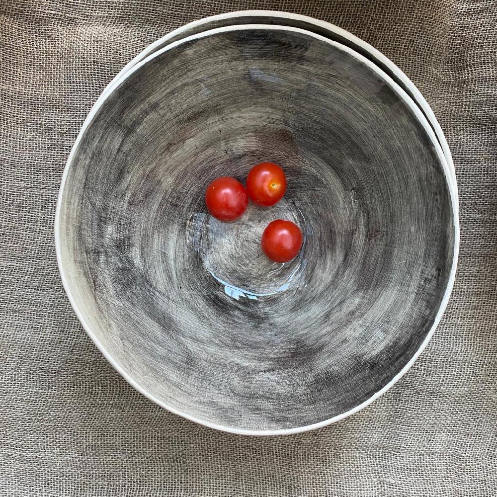 greige Wonki Ware Pasta Bowl - Charcoal Wash