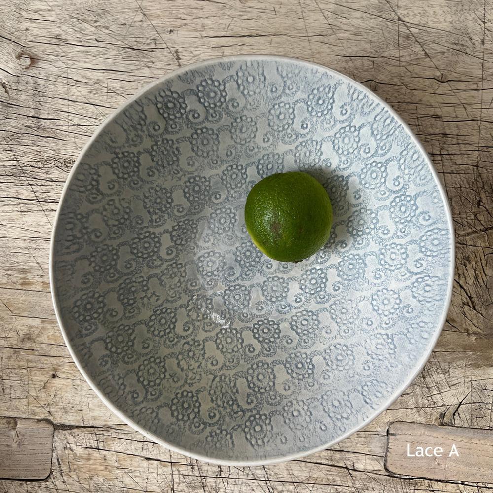 greige Wonki Ware Pasta Bowl - Duck Egg Lace