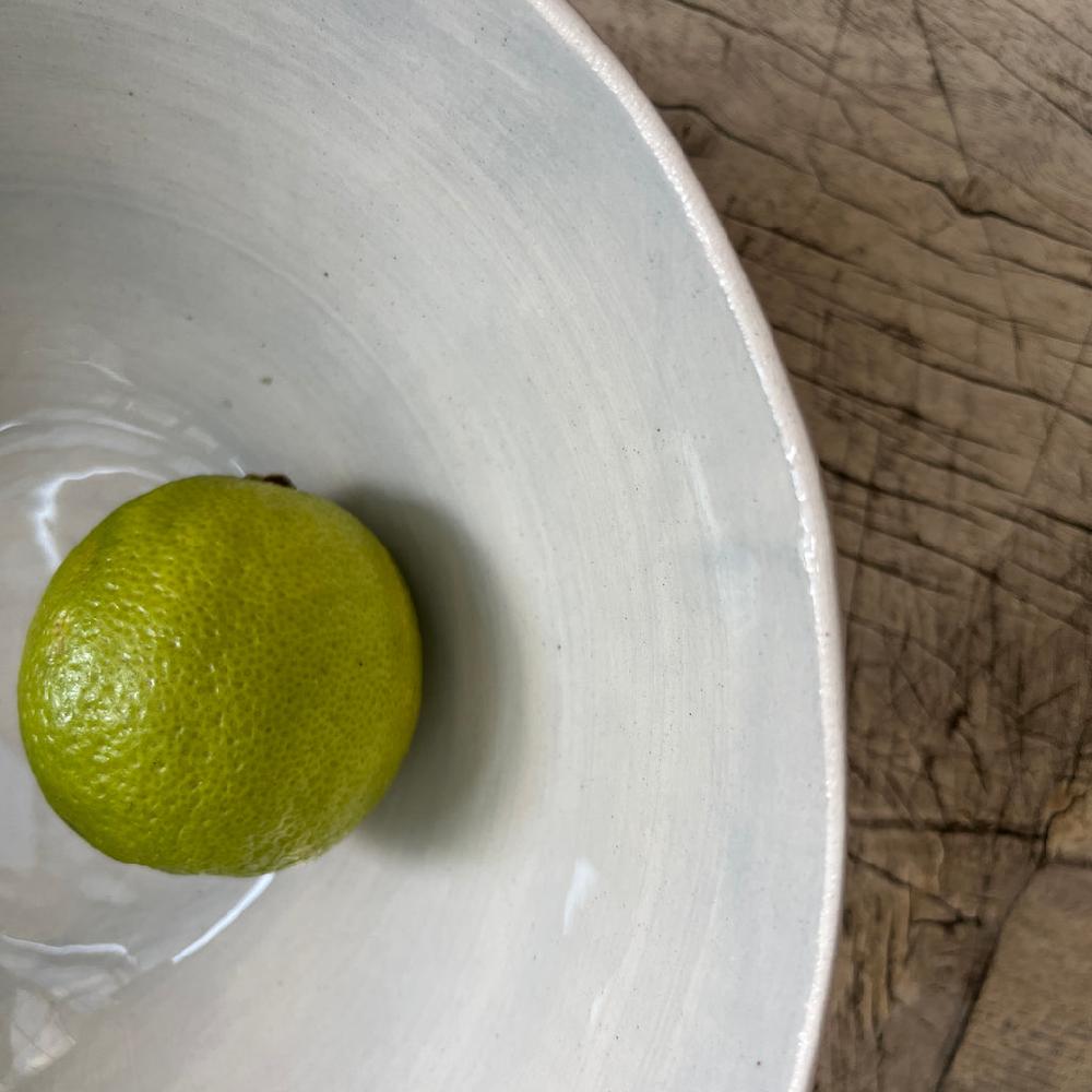 Greige Wonki Ware Pasta Bowl - Duck Egg Wash