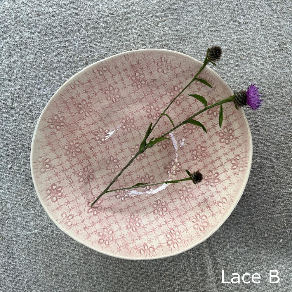 Greige Wonki Ware Pasta Bowl - Pink Lace