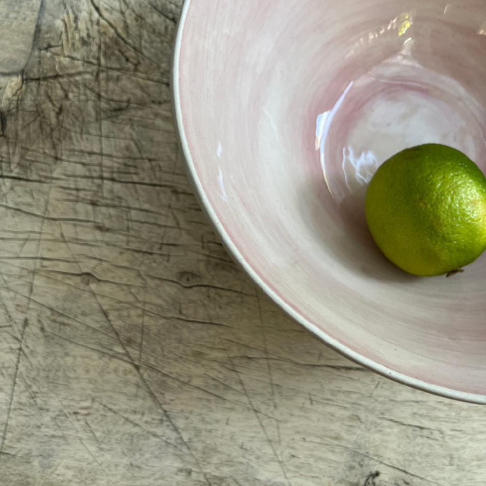 Greige Wonki Ware Pasta Bowl - Pink Wash