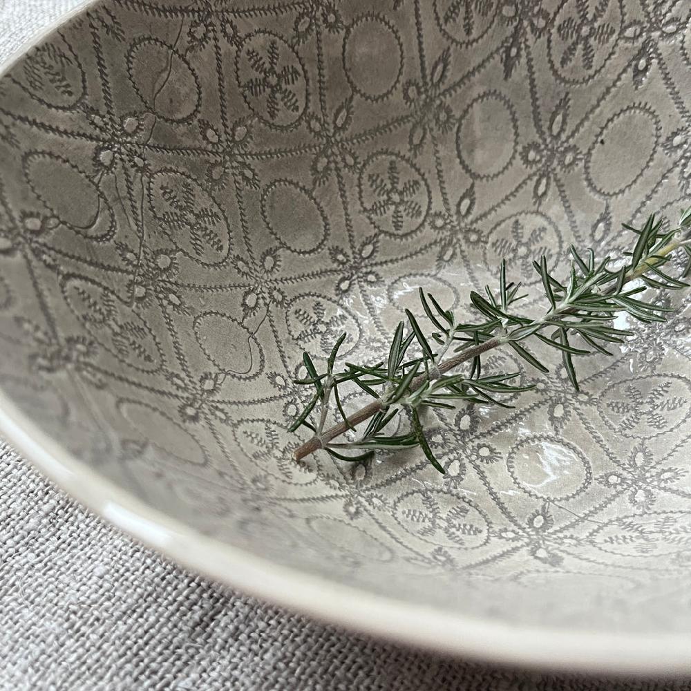 Greige Wonki Ware Pasta Bowl - Warm Grey Lace