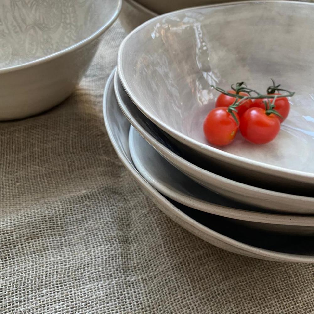 Greige Wonki Ware Pasta Bowl - Warm Grey Wash