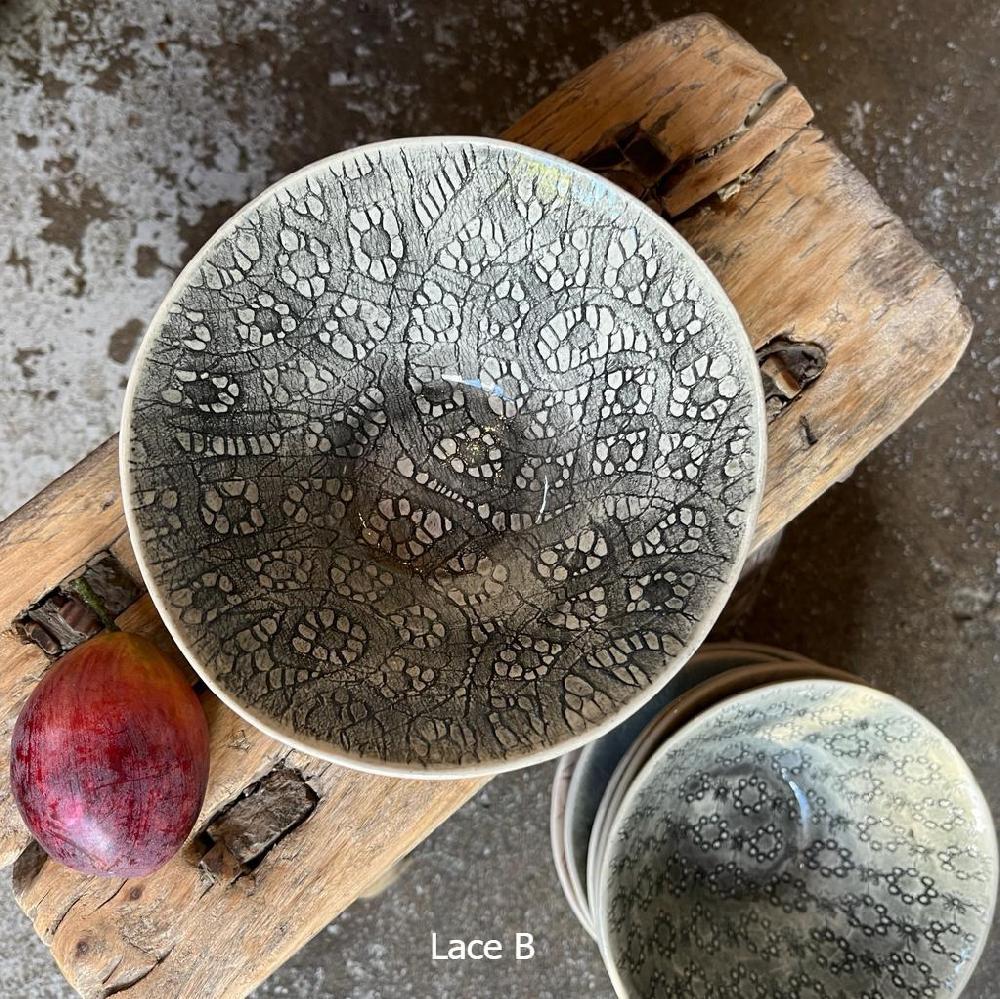 Greige Wonki Ware Pudding Bowl - Charcoal Lace