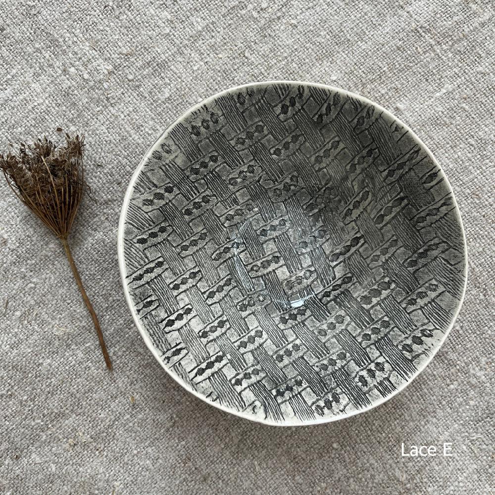 Greige Wonki Ware Pudding Bowl - Charcoal Lace