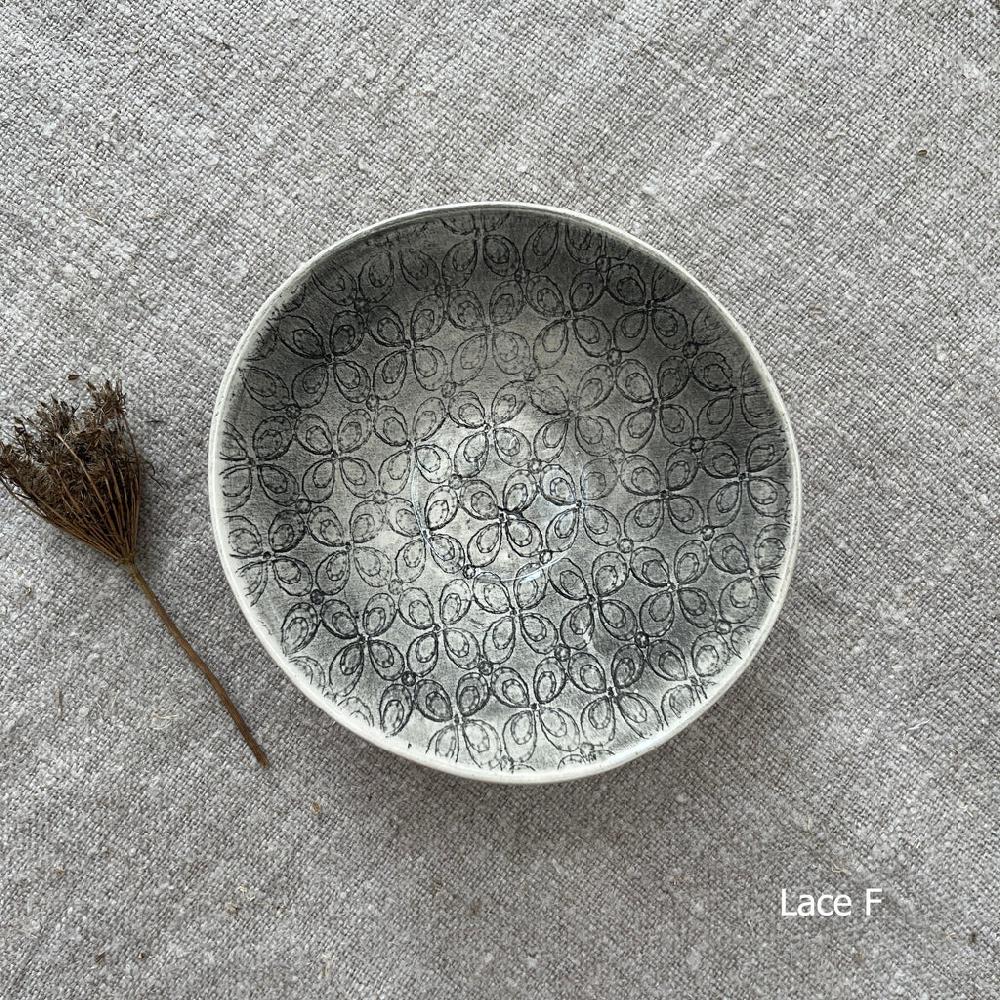 Greige Wonki Ware Pudding Bowl - Charcoal Lace