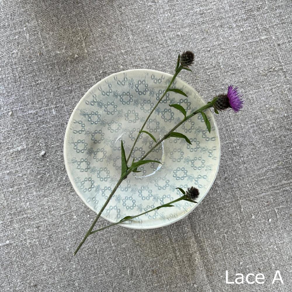 Greige Wonki Ware Pudding Bowl - Duck Egg Lace