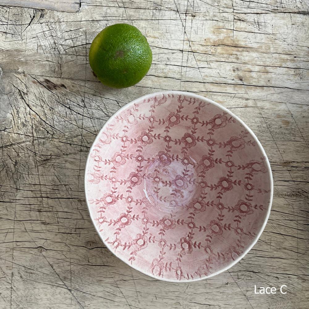 Greige Wonki Ware Pudding Bowl - Pink Lace Or Wash