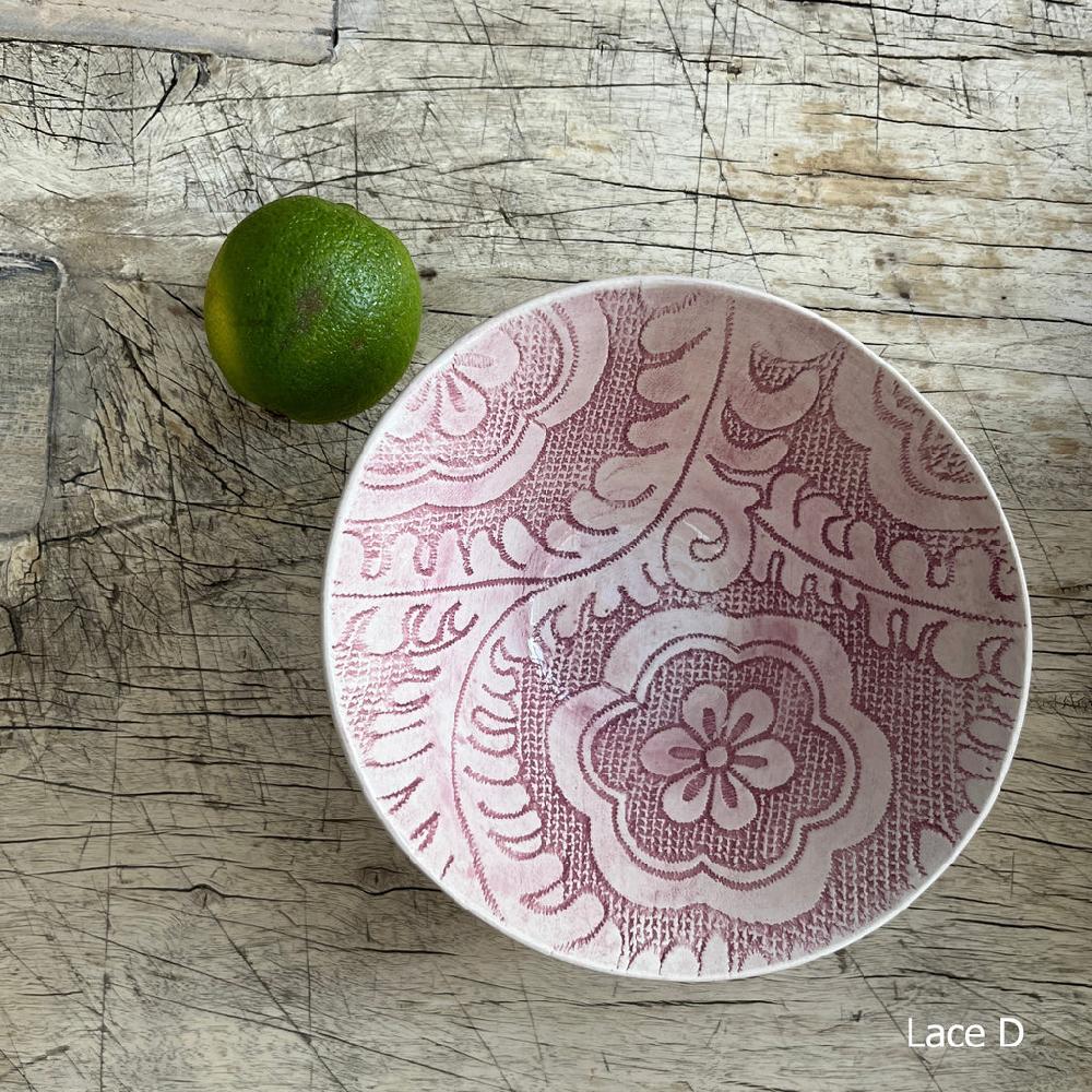 Greige Wonki Ware Pudding Bowl - Pink Lace Or Wash