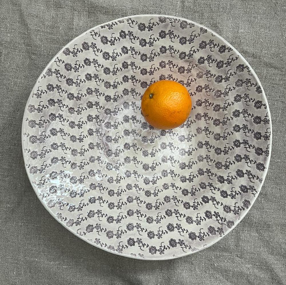 Greige Wonki Ware Salad Bowl - Large - Aubergine Lace