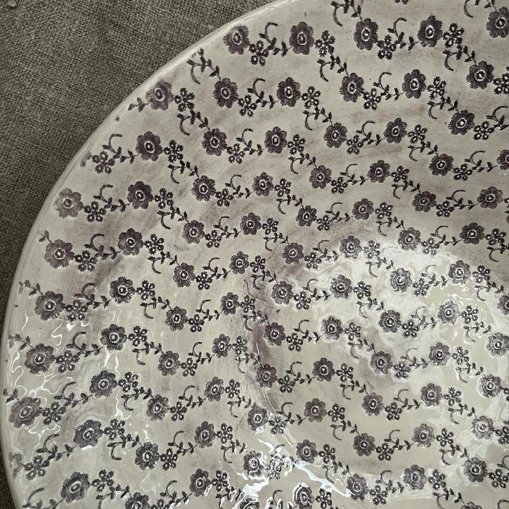 Greige Wonki Ware Salad Bowl - Large - Aubergine Lace