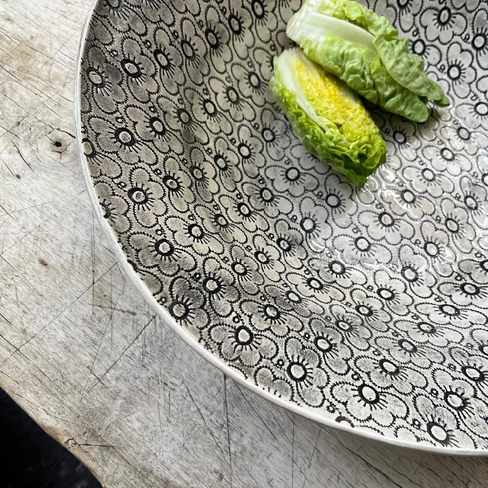 Greige Wonki Ware Salad Bowl - Large - Charcoal Lace