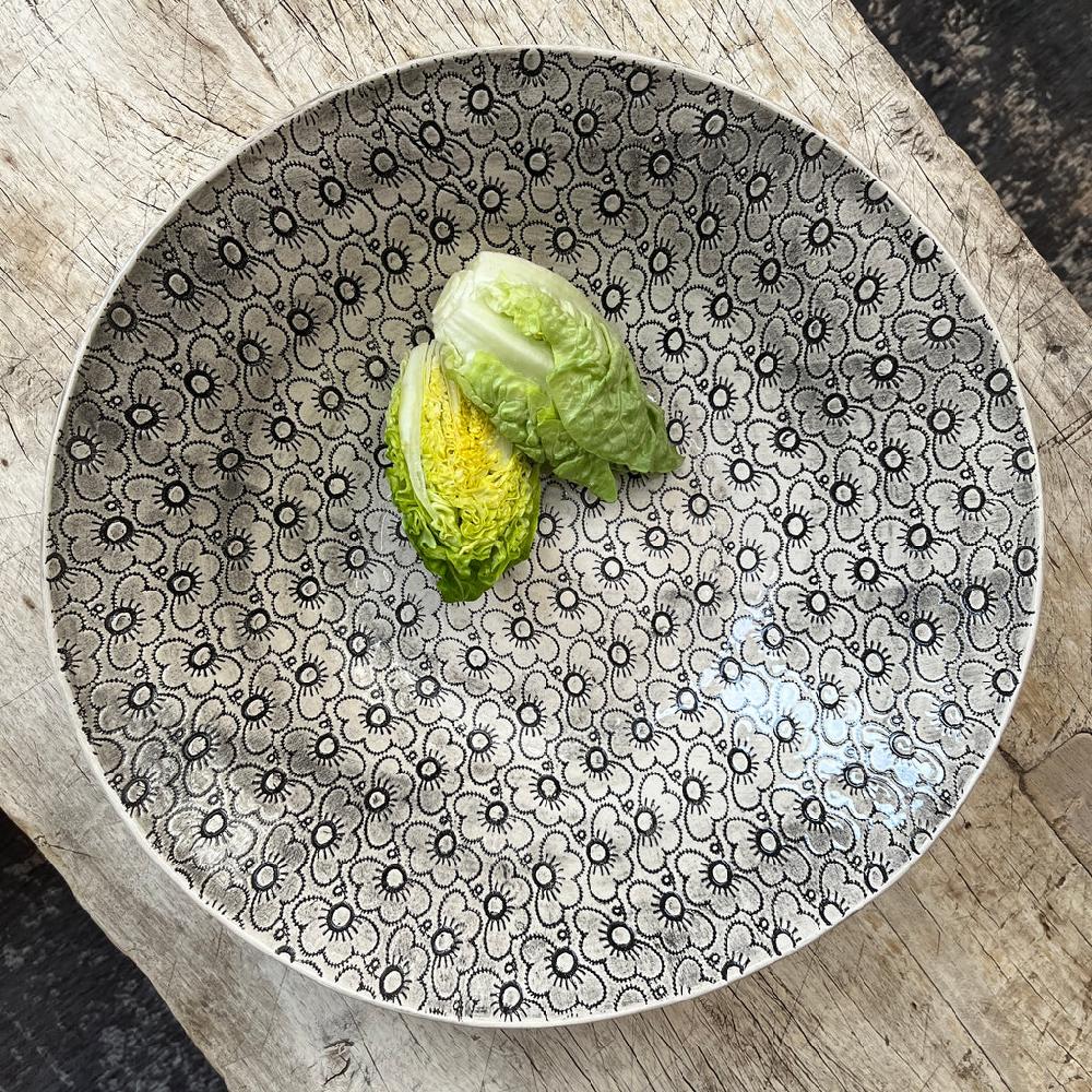 greige Wonki Ware Salad Bowl - Large - Charcoal Lace