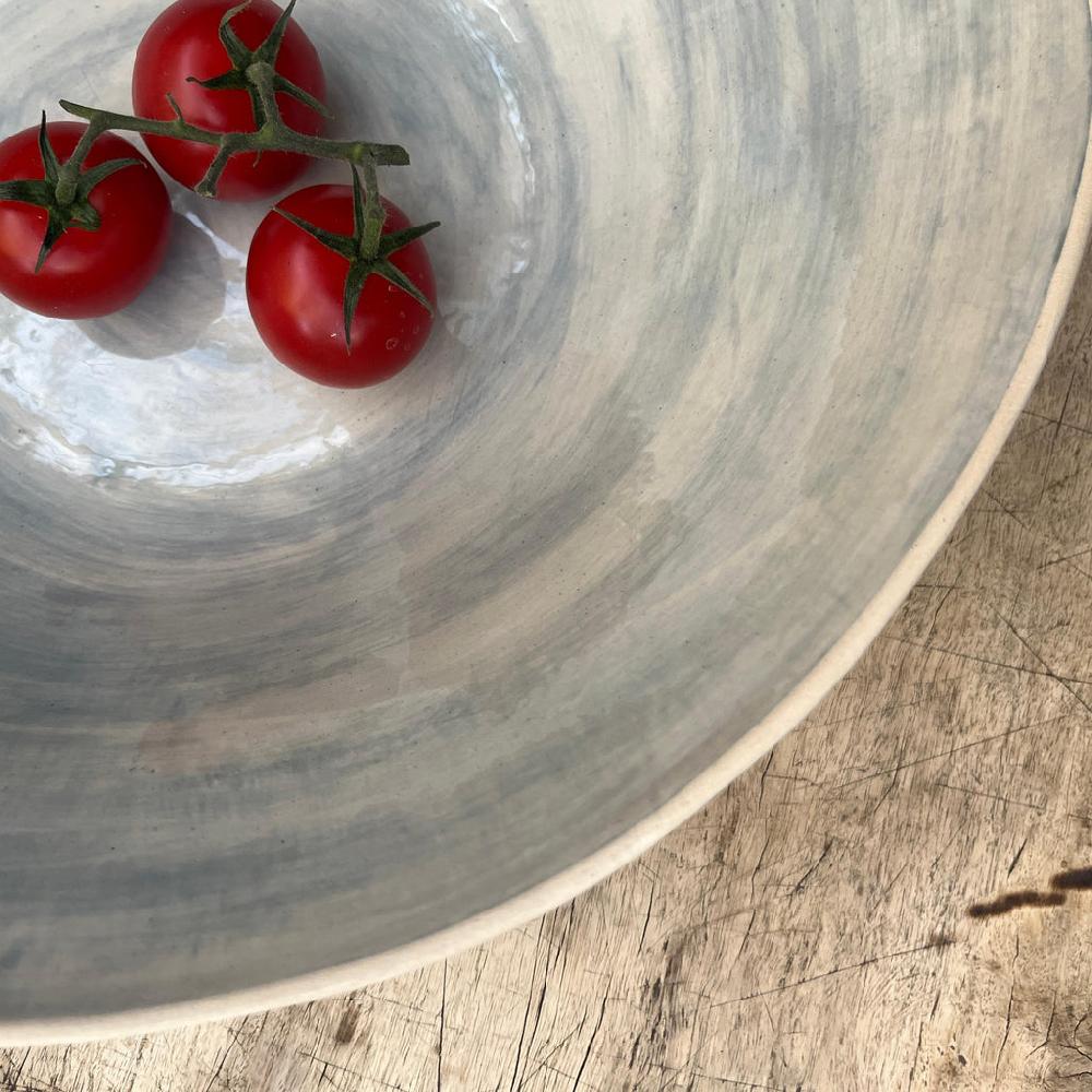 Greige Wonki Ware Salad Bowl - Large - Duck Egg Wash