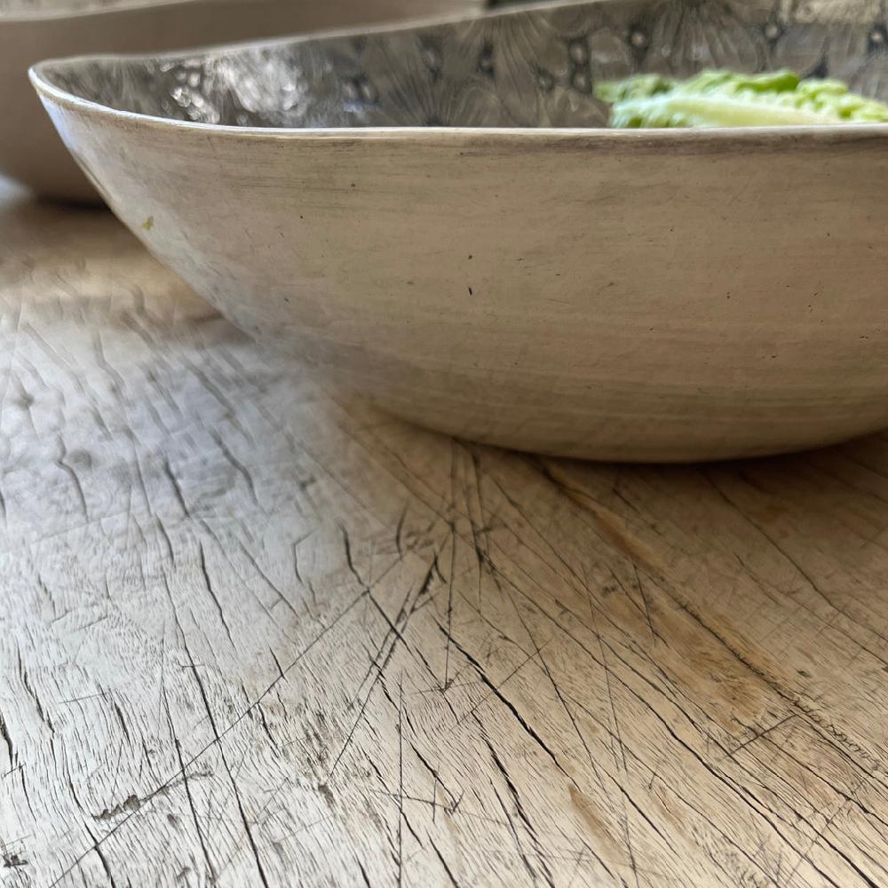 Greige Wonki Ware Salad Bowl - Medium - Charcoal Lace