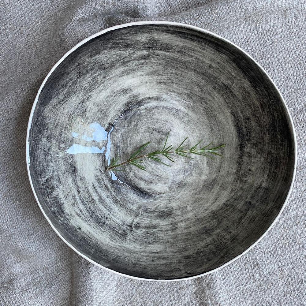 Greige Wonki Ware Salad Bowl - Medium - Charcoal Wash