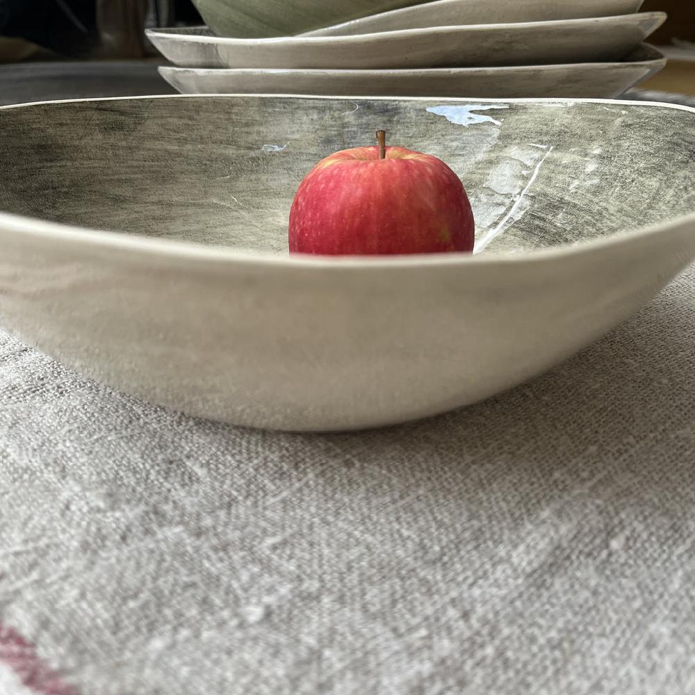 Greige Wonki Ware Salad Bowl - Medium - Charcoal Wash