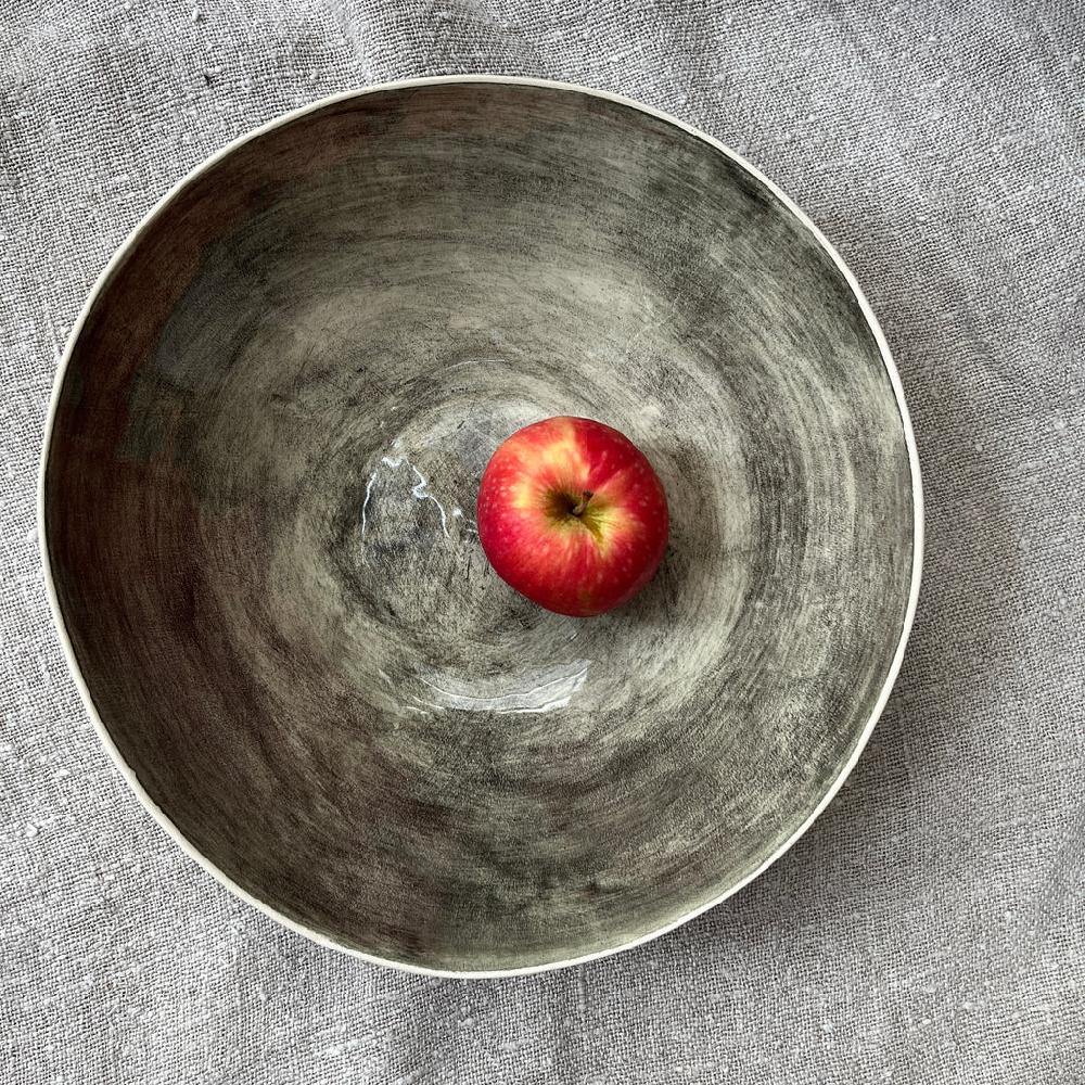 greige Wonki Ware Salad Bowl - Medium - Charcoal Wash