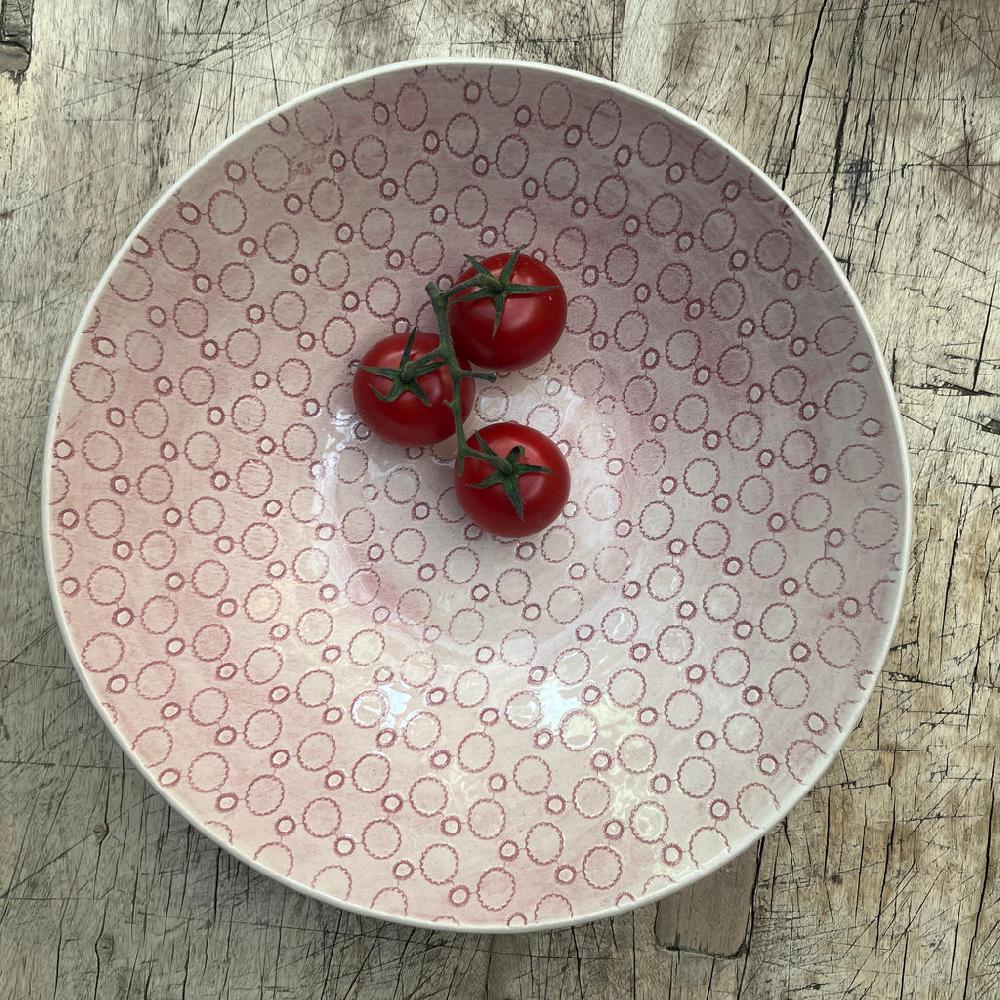 greige Wonki Ware Salad Bowl - Medium - Pink Lace