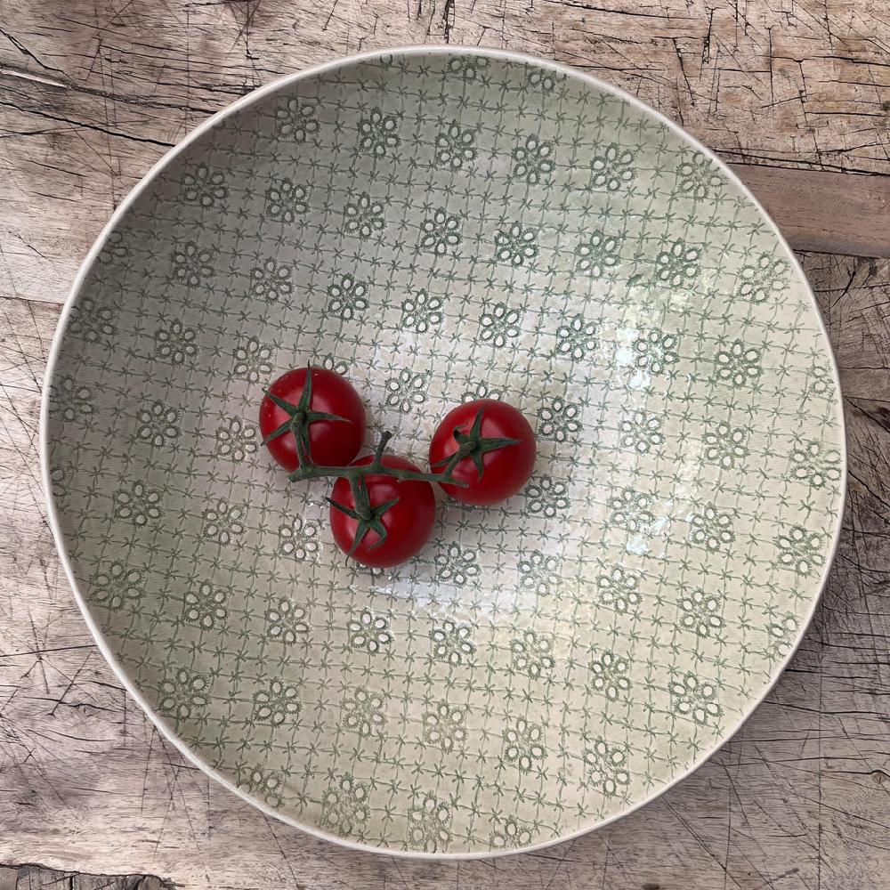 greige Wonki Ware Salad Bowl - Medium - Spearmint Lace