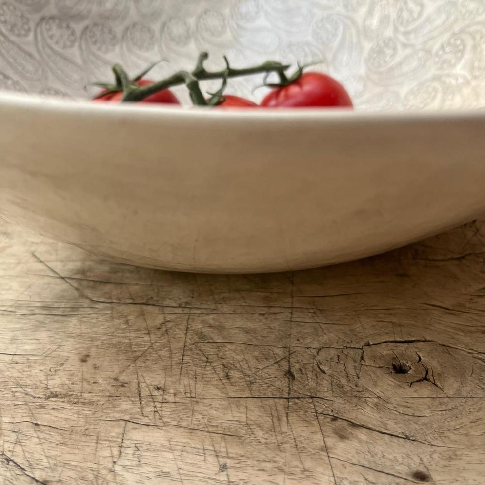 Greige Wonki Ware Salad Bowl - Medium - Warm Grey Lace