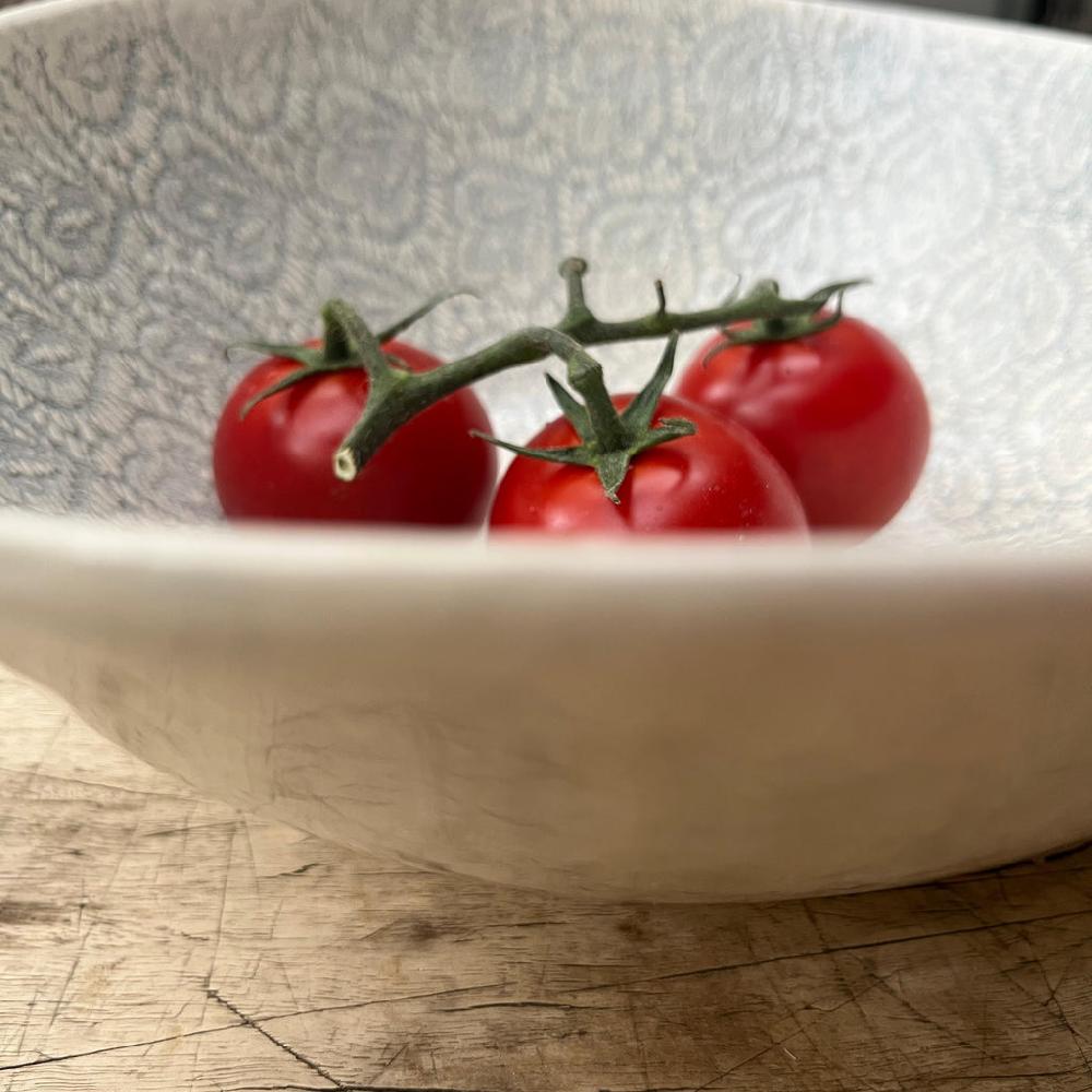 Greige Wonki Ware Salad Bowl - Small - Duck Egg Lace