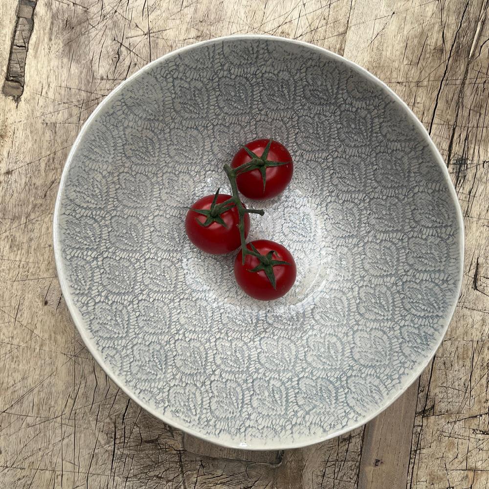 greige Wonki Ware Salad Bowl - Small - Duck Egg Lace