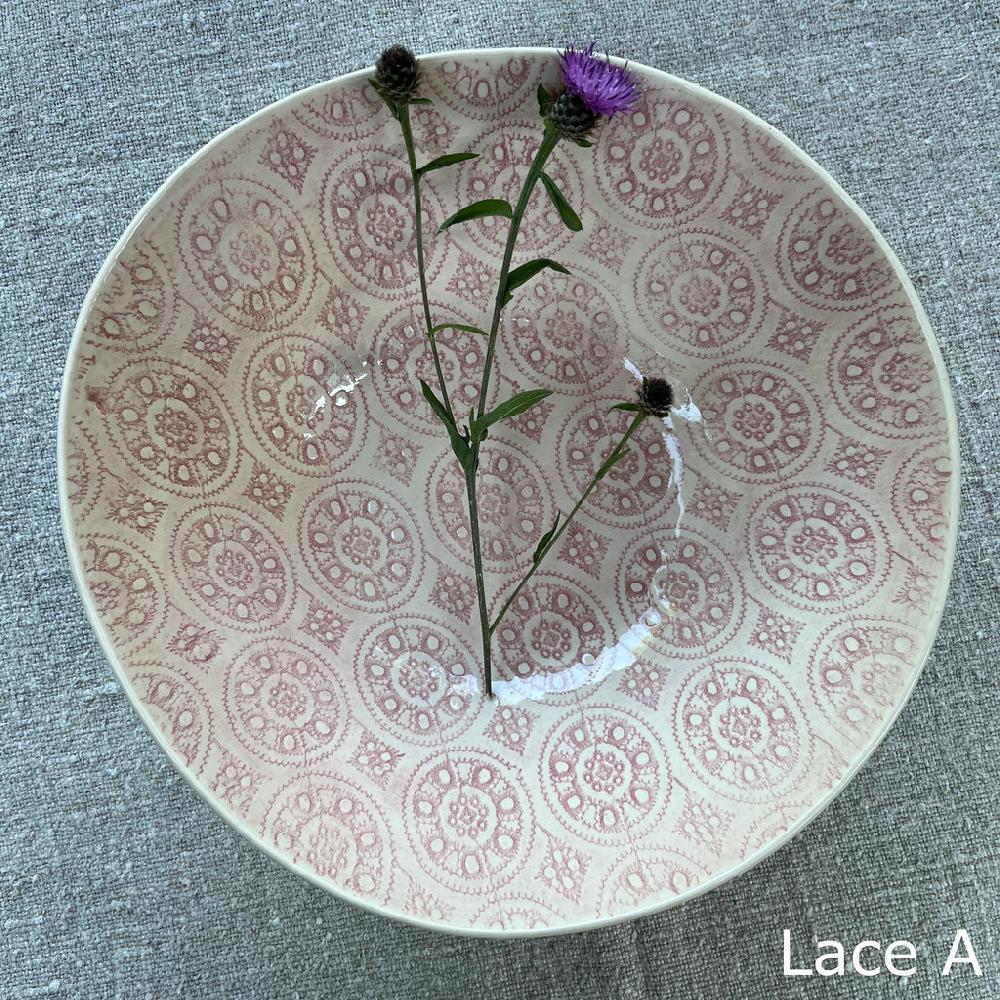 Greige Wonki Ware Salad Bowl - Small - Pink Lace