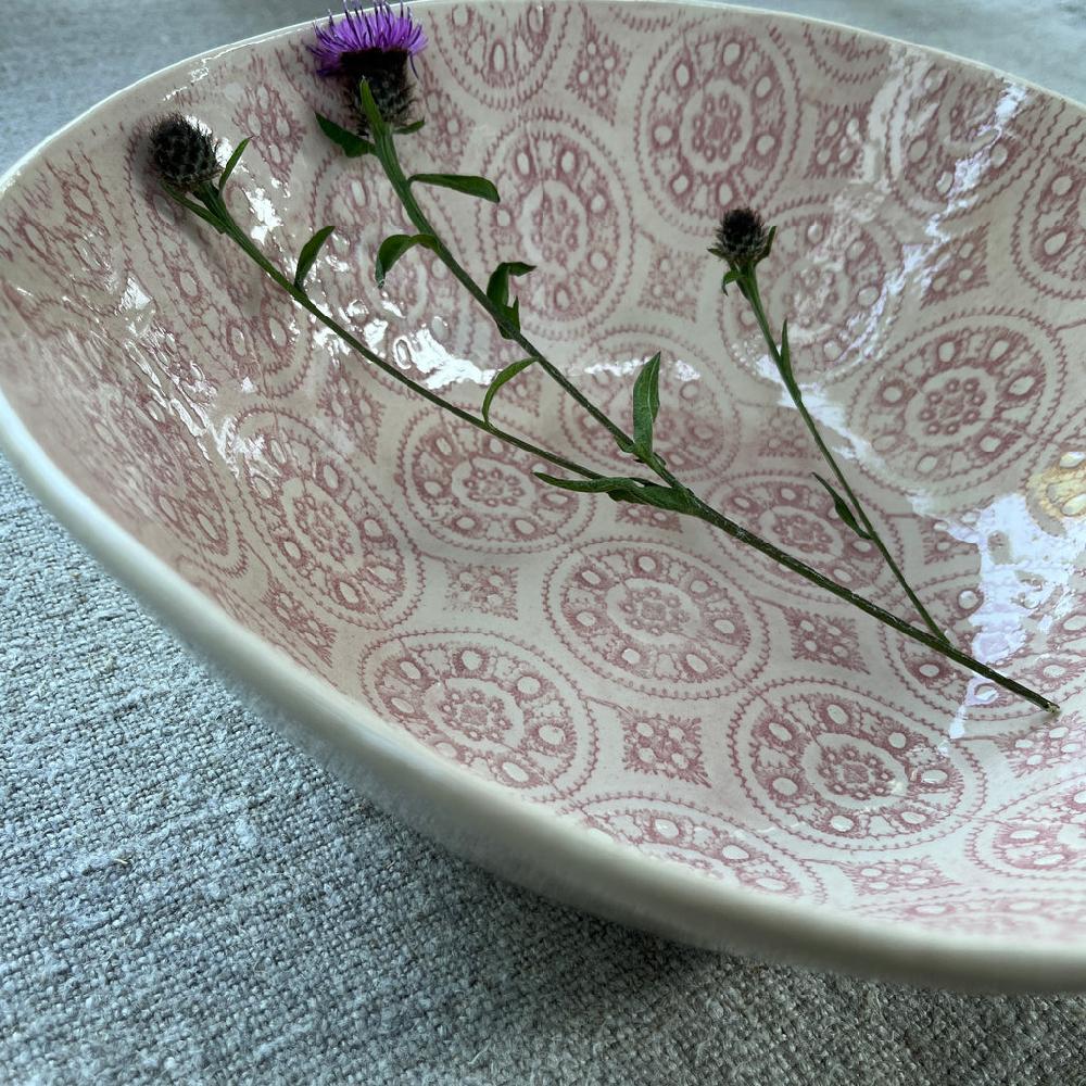 Greige Wonki Ware Salad Bowl - Small - Pink Lace