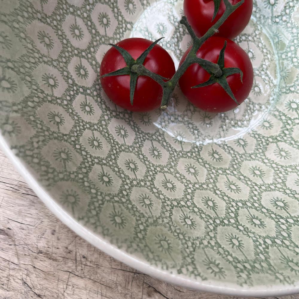 Greige Wonki Ware Salad Bowl - Small - Spearmint Lace