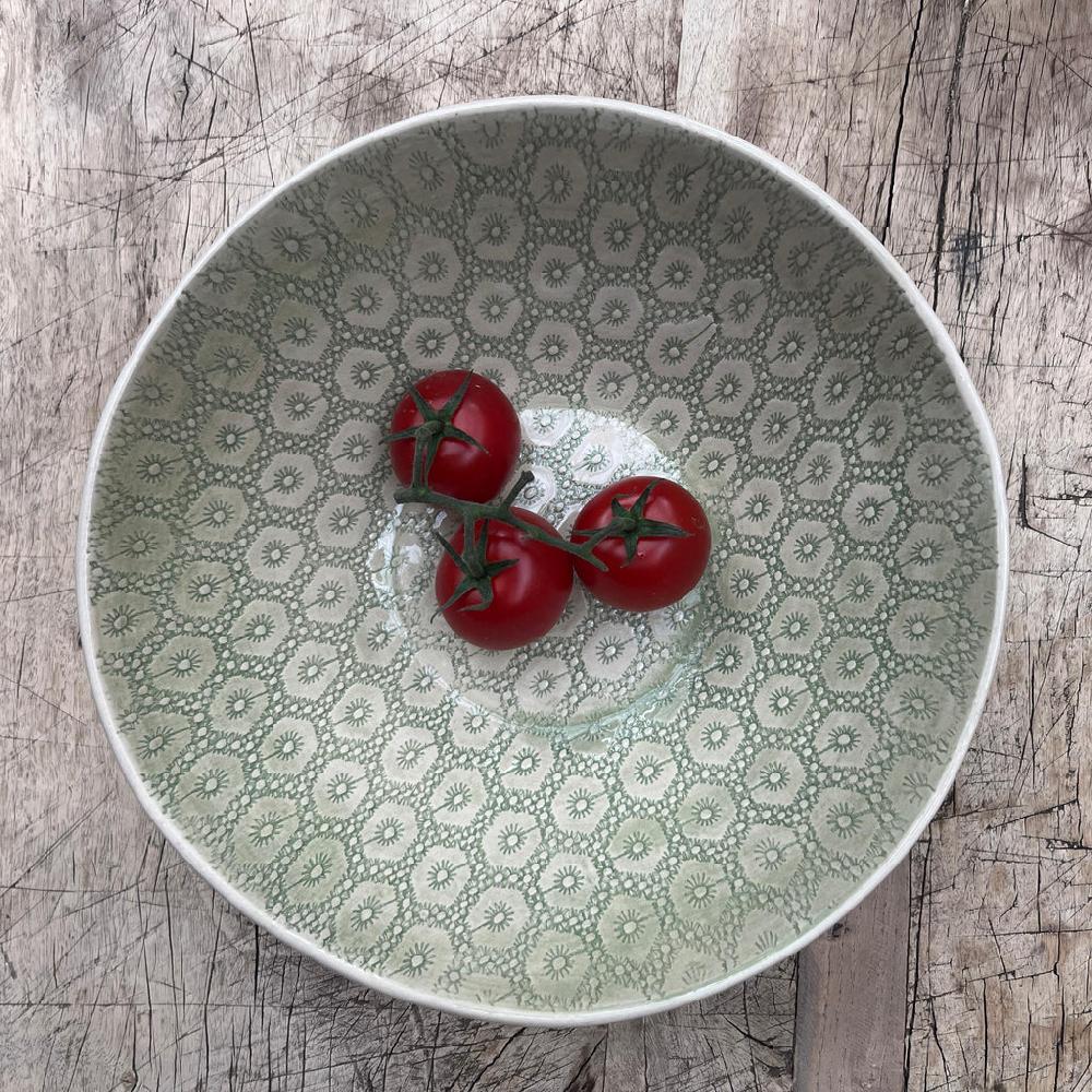 greige Wonki Ware Salad Bowl - Small - Spearmint Lace