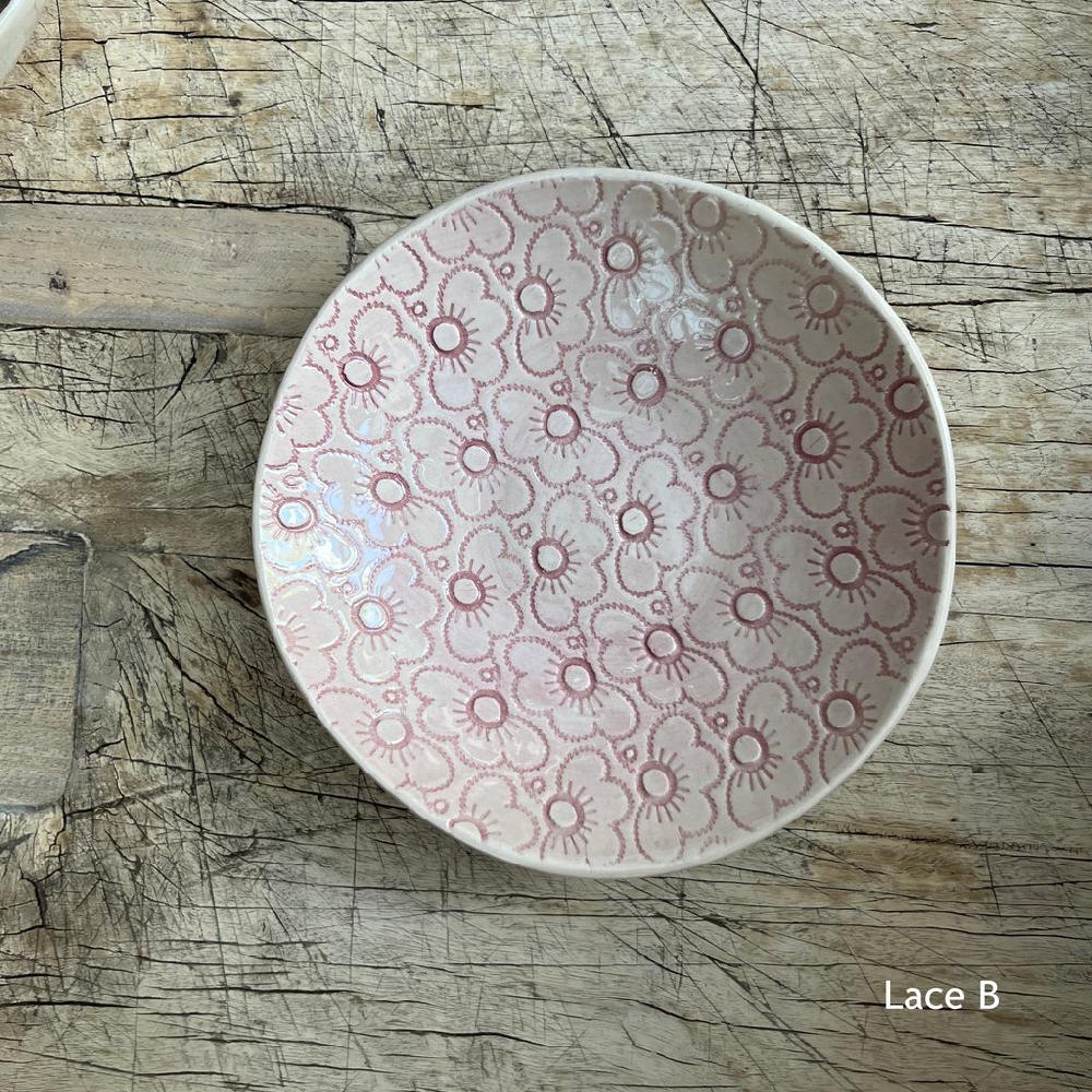 Greige Wonki Ware Salsa Or Tapas Dish - Pink Lace