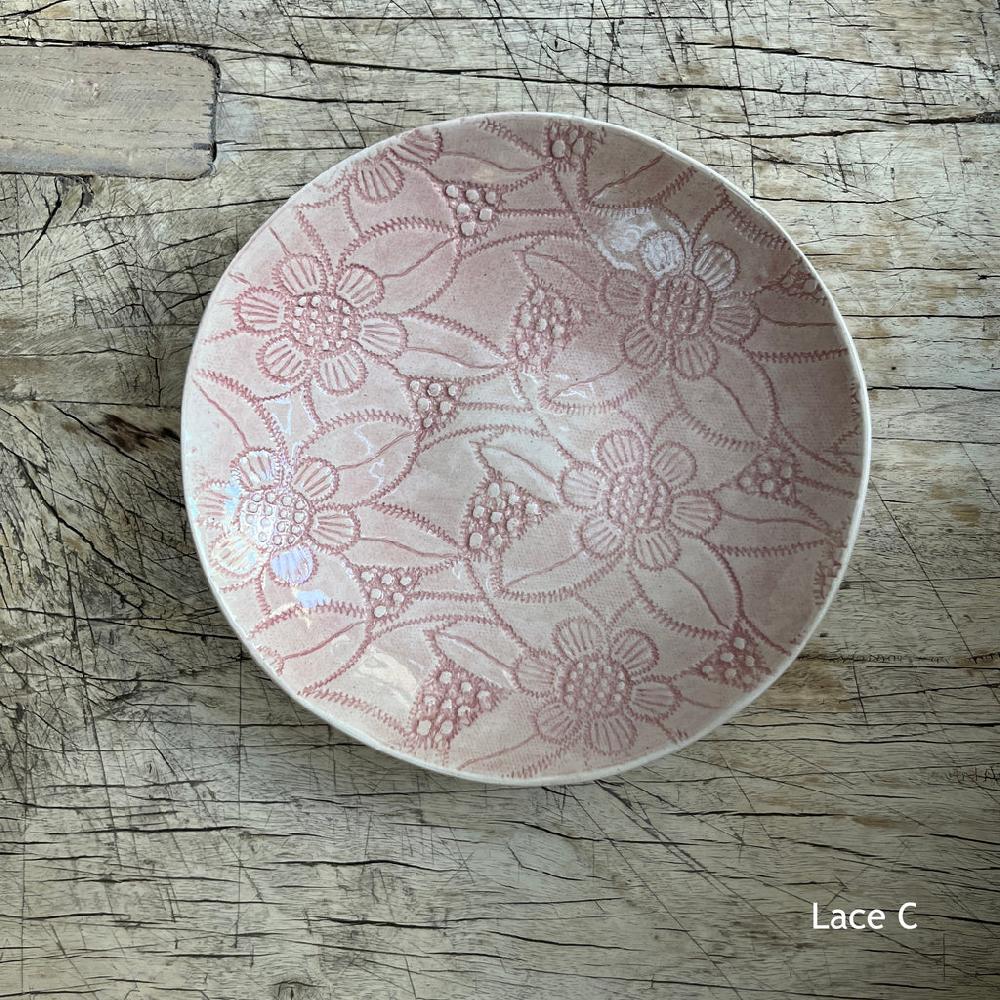 Greige Wonki Ware Salsa Or Tapas Dish - Pink Lace