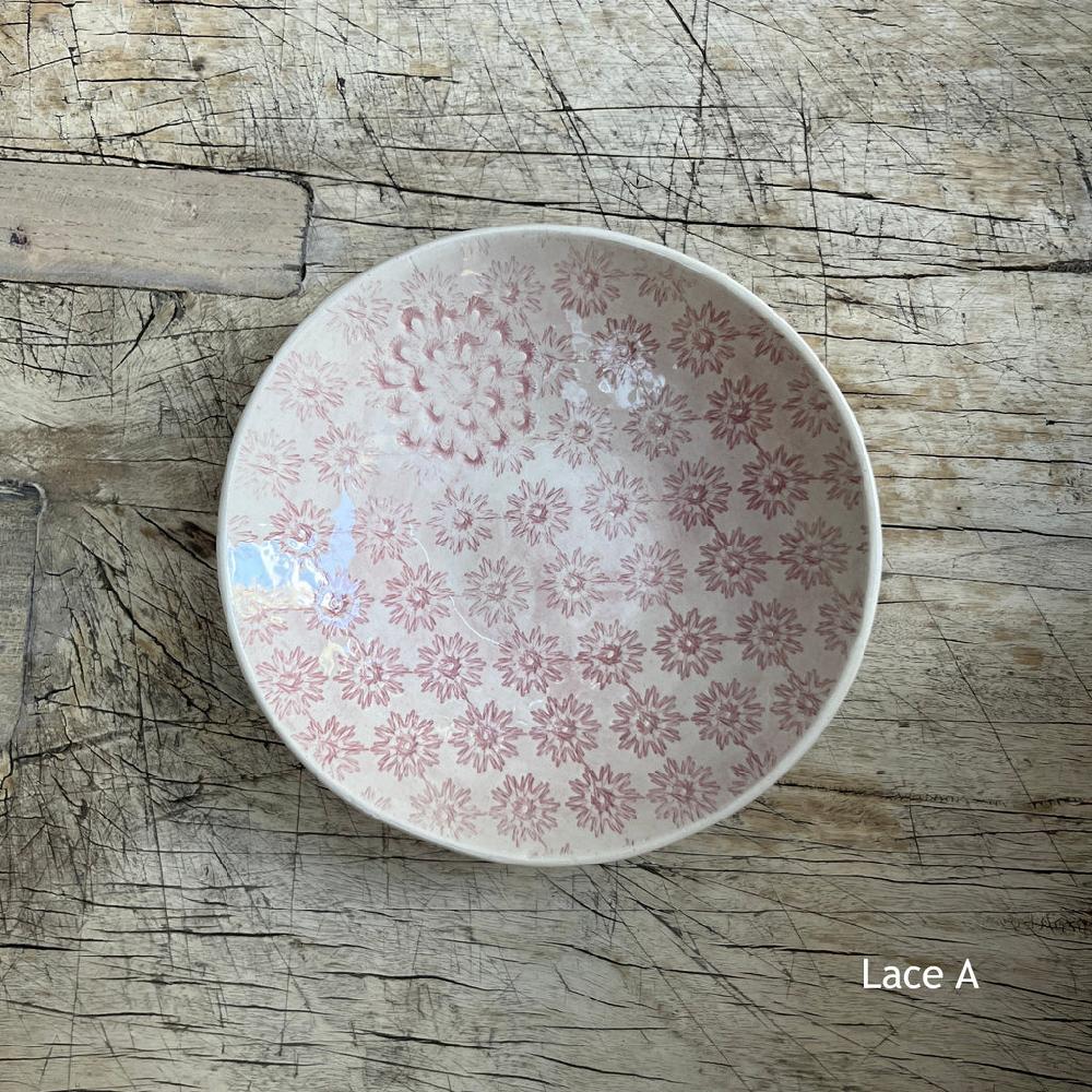 greige Wonki Ware Salsa or Tapas Dish - Pink Lace