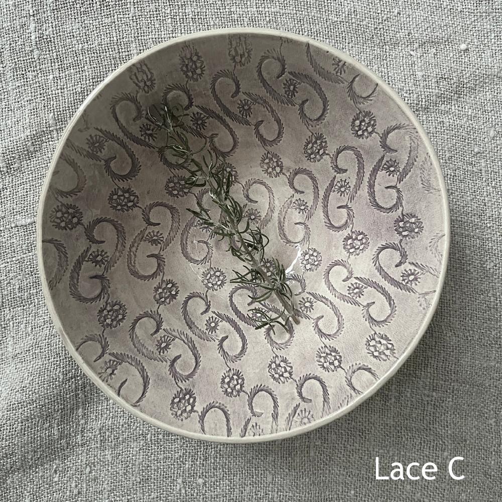 Greige Wonki Ware Soup Bowl - Aubergine Lace