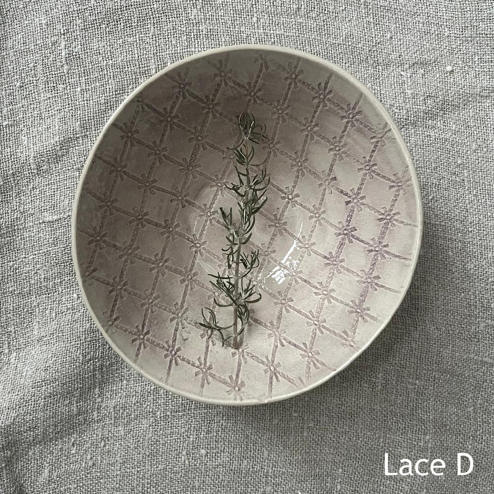 Greige Wonki Ware Soup Bowl - Aubergine Lace