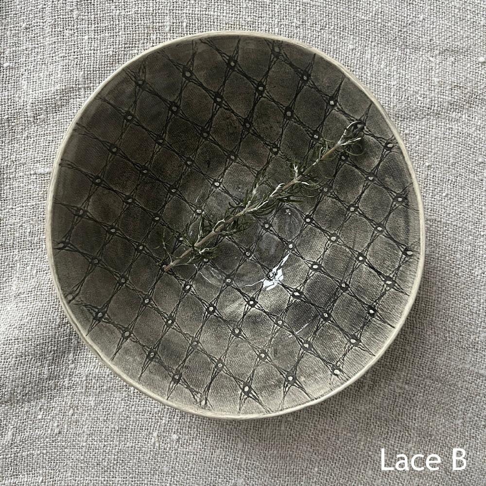 Greige Wonki Ware Soup Bowl - Charcoal Lace Or Wash