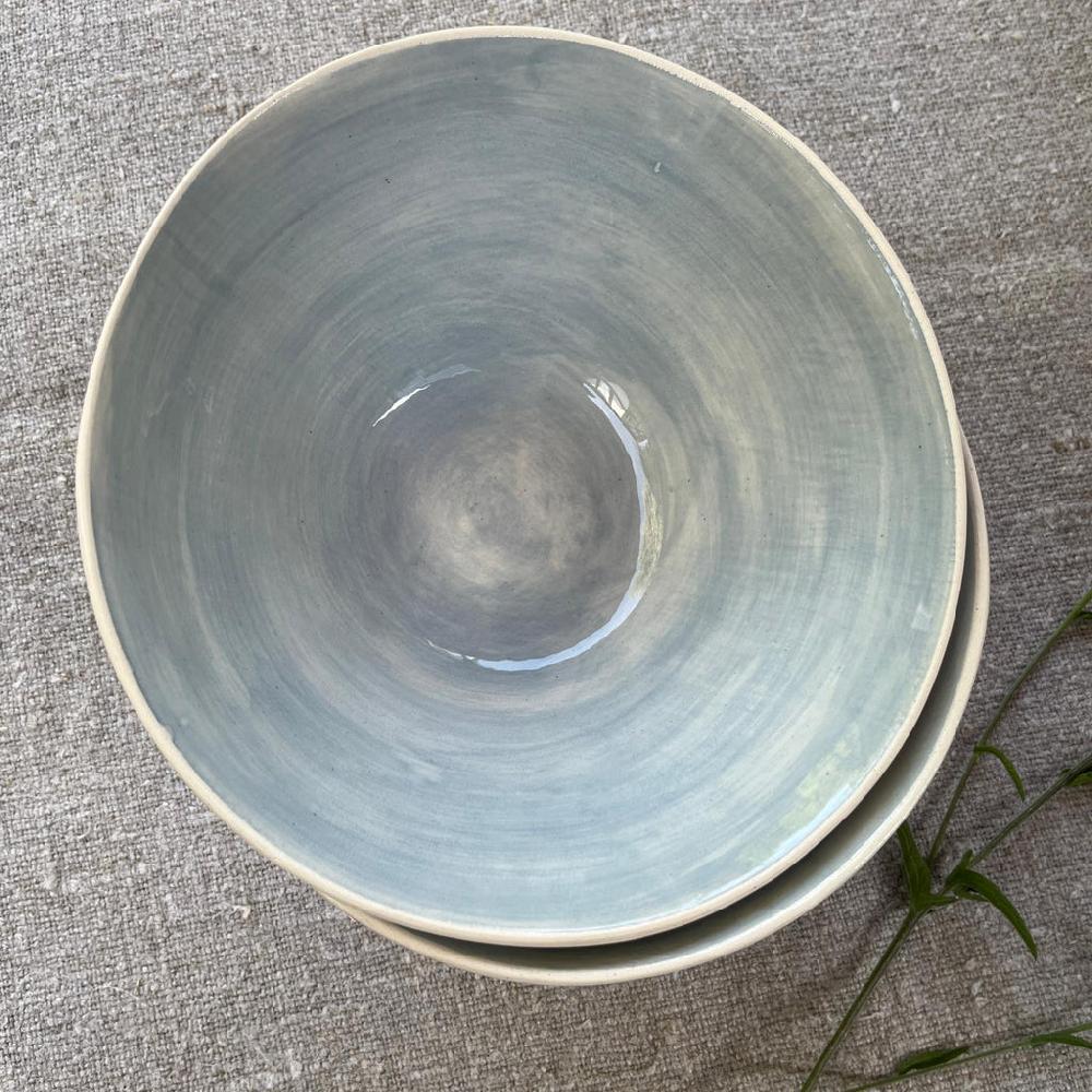 Greige Wonki Ware Soup Bowl - Duck Egg Wash
