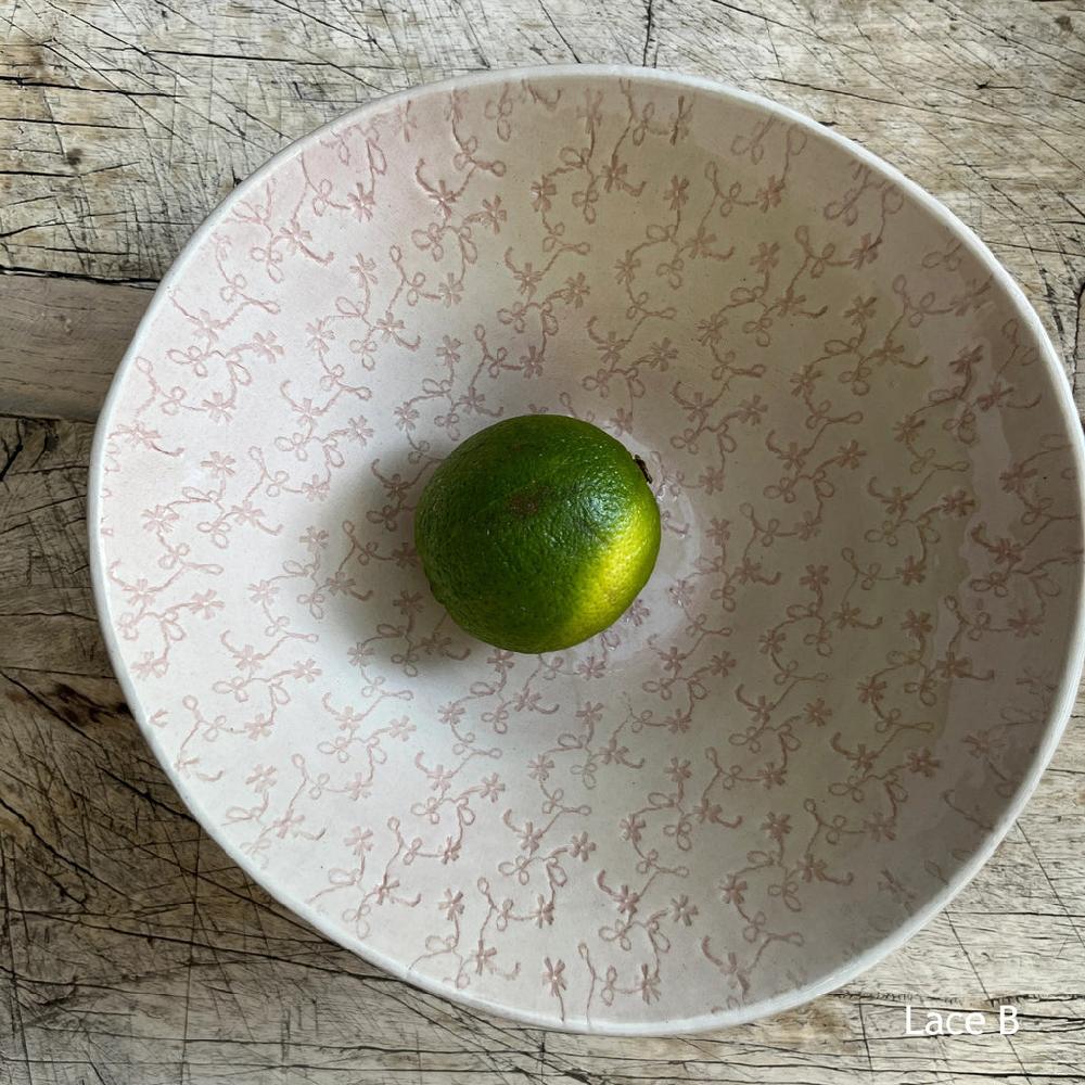 Greige Wonki Ware Soup Bowl - Pink Lace