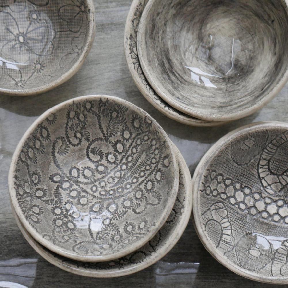 Greige Wonki Ware Tiny Salt Dish