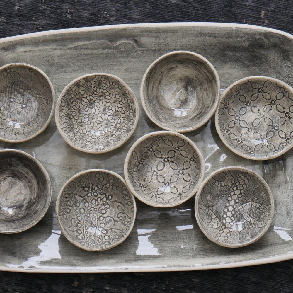 Greige Wonki Ware Tiny Salt Dish