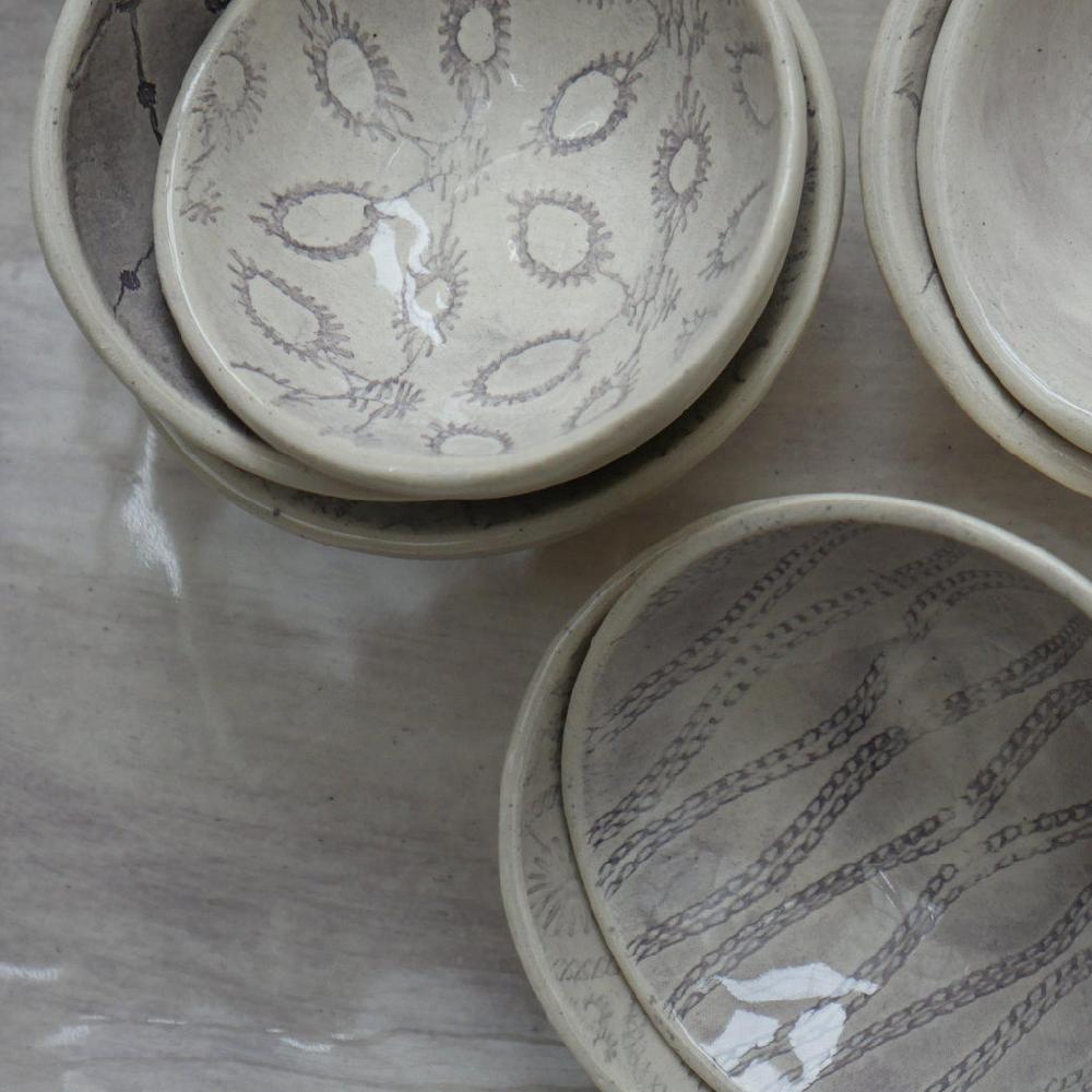 greige Wonki Ware Tiny Salt Dish